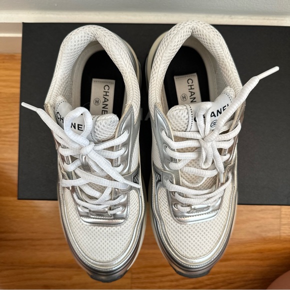 Chanel Sneakers Fabric Laminated Calfskin Stretch Women  | size 38 - Picture 5 of 10